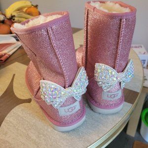 Pink glitter short ugg boots